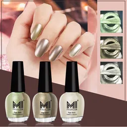 MI FASHION Set Of 3 High Shine Long Lasting Shimmer Nail Paint - 12ml Each-39