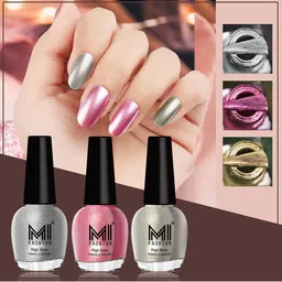 MI FASHION Set Of 3 High Shine Long Lasting Shimmer Nail Paint - 12ml Each-56