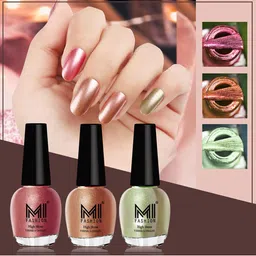 MI FASHION Set Of 3 High Shine Long Lasting Shimmer Nail Paint - 12ml Each-54