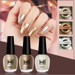 MI FASHION Set of 3 Vernis A Ongles High Shine Long Lasting Shimmer Nail Paint - 12ml each-41