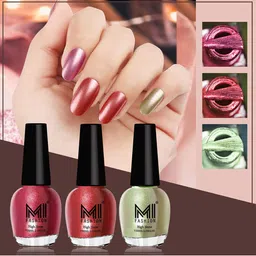 MI FASHION Set Of 3 High Shine Long Lasting Shimmer Nail Paint - 12ml Each-12