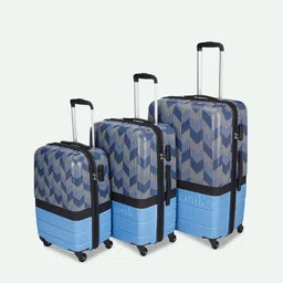 ZOUK Raahi Set Of 3 Printed Hard Suitcase Trolley Bags-5