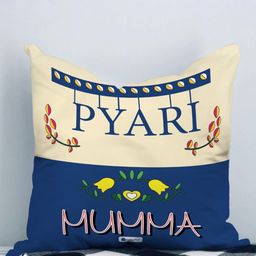 Indigifts Blue & Beige Printed Square Cushion-35