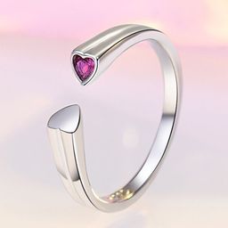 MYKI Women Silver-Plated CZ Stone Studded Heart Design Adjustable Ring-image-19