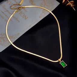 MYKI Gold-Plated CZ Stone-Studded Pendant & Chain-10
