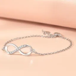 MYKI Women Silver-Plated Cubic Zirconia Infinity Love Link Bracelet-24