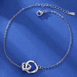 MYKI Cubic Zirconia Silver-Plated Stainless Steel Charm Bracelet-5