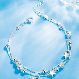MYKI Silver-Plated Cubic Zirconia Charm Bracelet-image-101