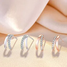 MYKI Rose Gold-Plated Contemporary Studs Earrings-13
