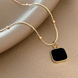 MYKI Gold-Plated Square Pendant With Chain-15