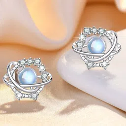 MYKI Silver-Plated Cubic Zirconia Studded Studs Earrings-82