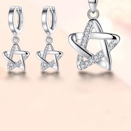 MYKI Silver-Plated CZ Pendant With Earrings-image-15