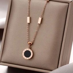 MEENAZ Rose Gold-Plated CZ Studded Round Pendant With Chain-16