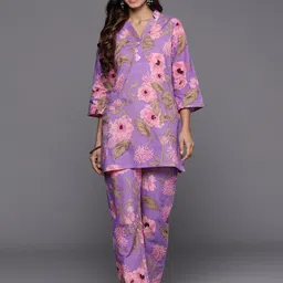 Varanga Floral Printed Pure Cotton Tunic & Trouser-picture-1