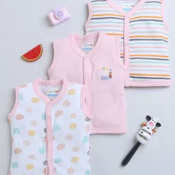 BUMZEE Infants Girls Pack Of 3 Printed Cotton Jhablas-image-45