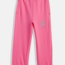 U.S. Polo Assn. Kids Girls Pink Solid Pure Cotton Joggers-42