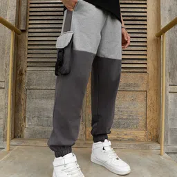 NOBERO Men Colourblocked Relaxed Fit Mid-Rise Cotton Joggers-image-99