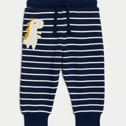 Marks & Spencer Boys Striped Regular Fit Cotton Joggers-image-93