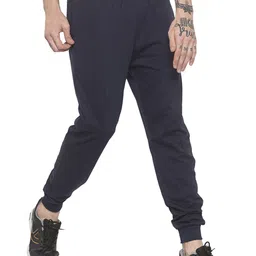 Status Quo Men Navy Blue Solid Cotton Joggers-image-38