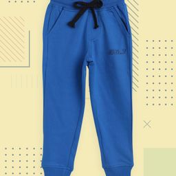 Gini and Jony Boys Blue Solid Cotton Joggers-picture-45