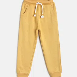 MINI KLUB Boys Yellow Solid Cotton Joggers-image-54