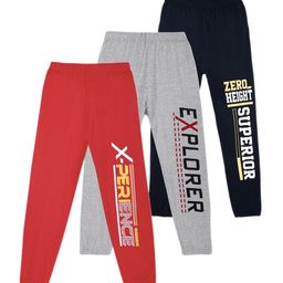 BAESD Pack Of 3 Boys Typography Printed Pure Cotton Joggers-image-18