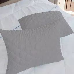 AVI Set Of 2 Grey Self-Design Cotton Pillows-31