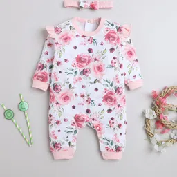 BUMZEE Infants Girls Floral Printed Cotton Rompers-image-42