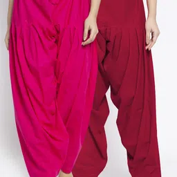 GRACIT Women Pack Of 2 Pink & Maroon Solid Loose Fit Cotton Salwars-picture-58