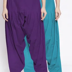 GRACIT Women Pack of 2 Purple & Blue Solid Cotton Salwars-image-73