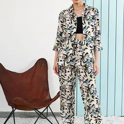 Boho By Athena Floral Printed Regular Sleeves Shirt With Trouser-6