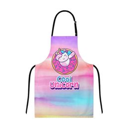 THEYAYACAFE Kids Purple & Pink Cool Unicorn Printed Canvas Cotton Apron-3