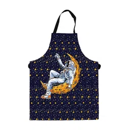 THEYAYACAFE Kids Navy Blue & Yellow Space Printed Canvas Cotton Apron-12
