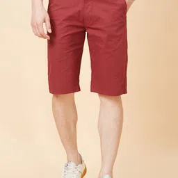 Globus Men Maroon Mid-Rise Chino Shorts-picture-31