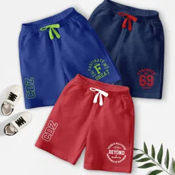 BAESD Boys Pack Of 3 Typography Printed Mid-Rise Casual Outdoor Shorts-picture-25