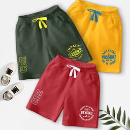 BAESD Boys Pack of 3 Typography Printed Mid-Rise Shorts-11