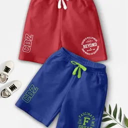 BAESD Boys Pack Of 2 Typography Printed Mid-Rise Breathable Outdoor Casual Shorts-picture-11
