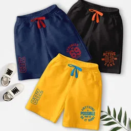 BAESD Boys Pack Of 3 Typography Printed Knee Length Regular Fit Outdoor Shorts-image-71