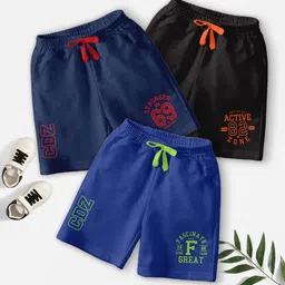 BAESD Boys Pack of 3 Typography Printed Mid-Rise Shorts-picture-36