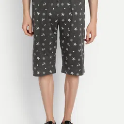 ZEFFIT Men Conversational Printed Mid-Rise Cotton Knee Length Outdoor Shorts-36