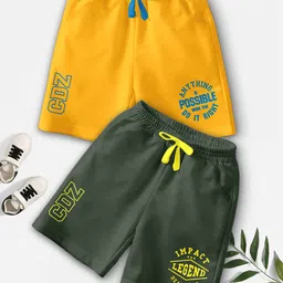 CODEZ Boys Pack Of 2 Printed Typography Shorts-4