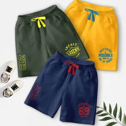 CODEZ Boys Pack Of 3 Typography Printed Mid-Rise Breathable Outdoor Casual Shorts-image-89