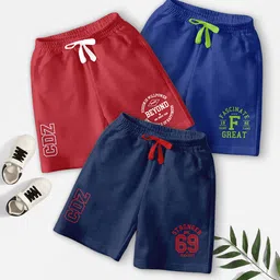 CODEZ Boys Pack Of 3 Typography Printed Mid-Rise Outdoor Casual Regular Shorts-13