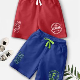 CODEZ Boys Pack Of 2 Typography Printed Shorts-29