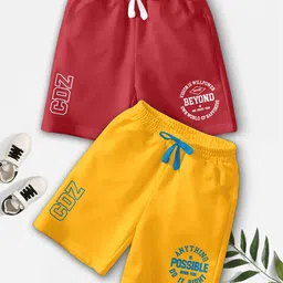 CODEZ Boys Pack Of 2 Printed Typography Shorts-3