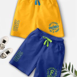 CODEZ Boys Pack Of 2 Typography Printed Mid-Rise Outdoor Casual Regular Shorts-18