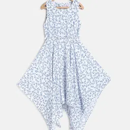TALES & STORIES White Floral Printed Dress With Head Band-39