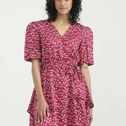 United Colors of Benetton Floral Printed V-Neck Wrap Dress-picture-11