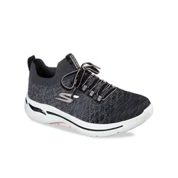 Skechers Women Grey & Black GO WALK ARCH FIT - PEACHY Textile Walking Non-Marking Shoes-image-79