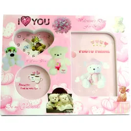 Sigaram Pink & White 3 in 1 Photo Frame With Clock-20